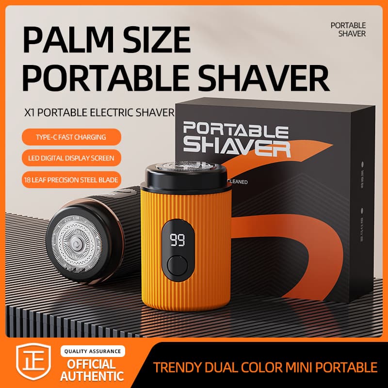 Portable Electric Shaver USB Rechargeable Razor LED Display Detachable Head Waterproof Battery Life over 60 Minutes Quiet Motor