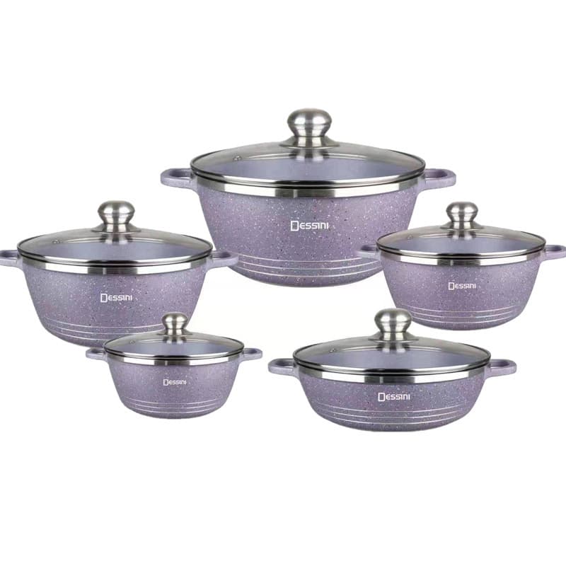 Non-Stick Cookware 10-Piece Set, Household Aluminum Frying Pan and Soup Pot Kitchen Cookware Set for Gas Stove, Cookware Pot