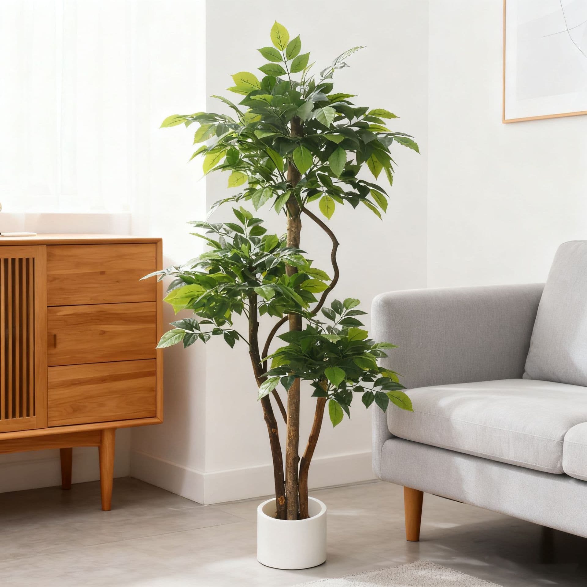New Chinese Style North Simulation Large Green Plant Potted Artificial Happy Tree Light Luxury High-End Indoor Decorative Greenery