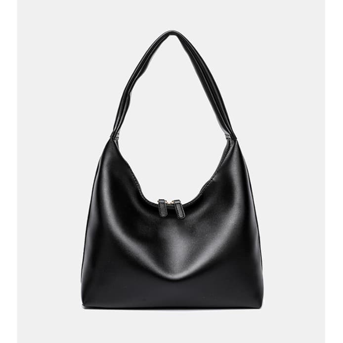 Black Shoulder Bag for Work Commute Large Capacity Women's 2026 Fall Winter Korean Retro Simple Soft Leather Tote Bag
