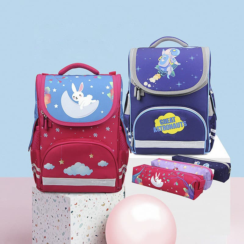 Lightweight Breathable Water-resistant Nylon Elementary School Backpack Dual-shoulder Spine-protective Children's Bookbag