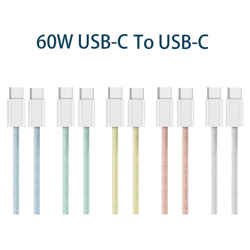 2m Macaron Charging Cable 60W Fast Charging Cable for Apple 60W Braided Cable Dual Type-C 15W PD Data Cable