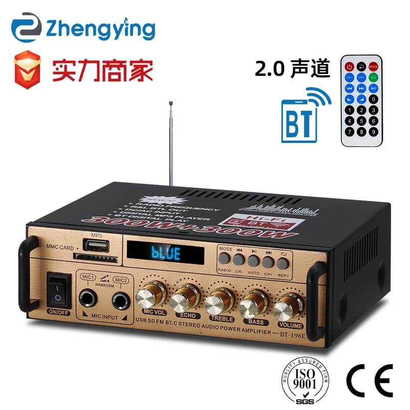 BT-198E Bluetooth Mini Amplifier Speaker Power Amp with USB/SD Card Radio 12V/220V