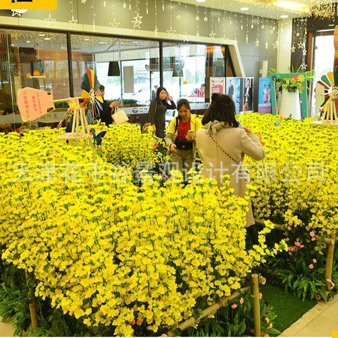 Artificial Rape Flower Decoration, Large Outdoor Landscape Faux Flowers, Shopping Mall Display Fake Flower Sea