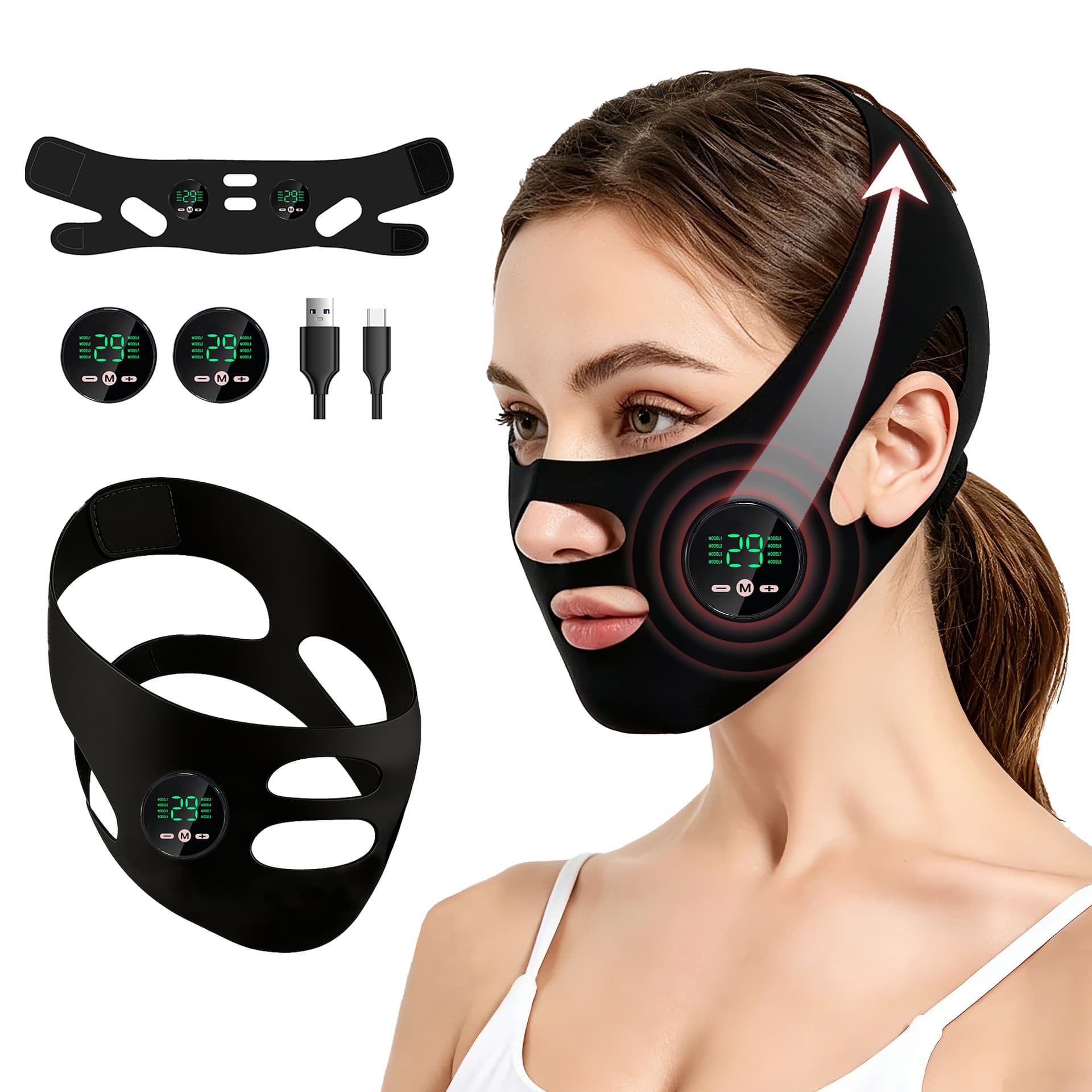 New EMS Lifting Face Mask Microcurrent Pulse Massager V-Shape Face Contour Bandage Home Portable Face Mask Beauty Device