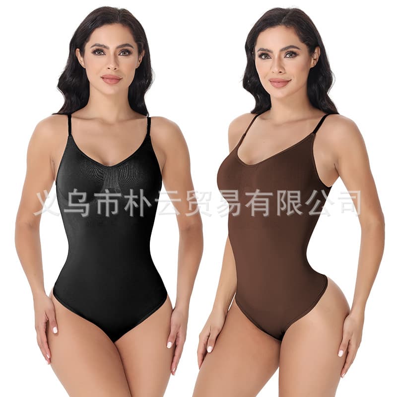 Foreign trade tight-fitting bodysuit with hidden buckle at the bottom, seamless waist-cinching and hip-lifting shaping underwear for women.