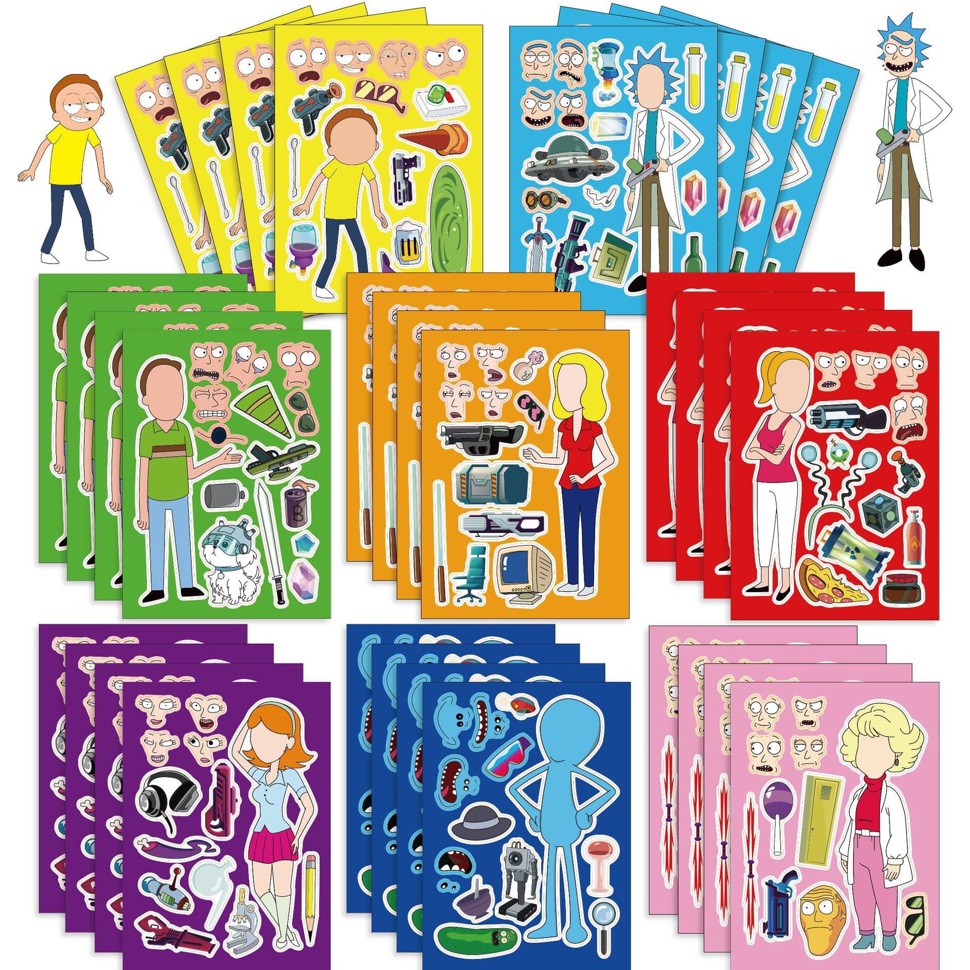 CM2307005 Kids Anime Cartoon Rick and Morty Parent-Child Interactive Educational Puzzle DIY Face Sticker