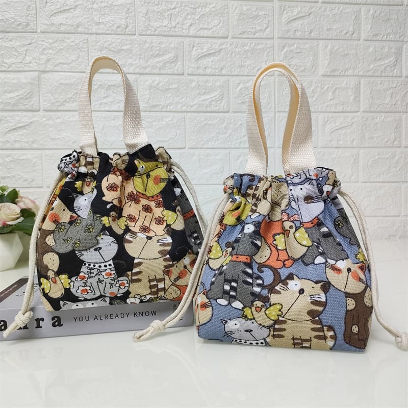 Directly supplied from the manufacturer, portable drawstring bag, portable canvas bag, mobile phone coin purse, ladies cartoon bag, mom shopping bag
