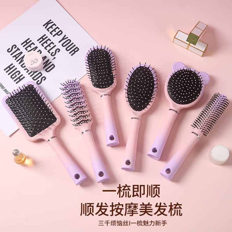 Gradient Hairbrush Set for Women Home Use, Detangling Air Cushion Comb, Gift for Curly Hair Massage, Gradient Cushion Comb