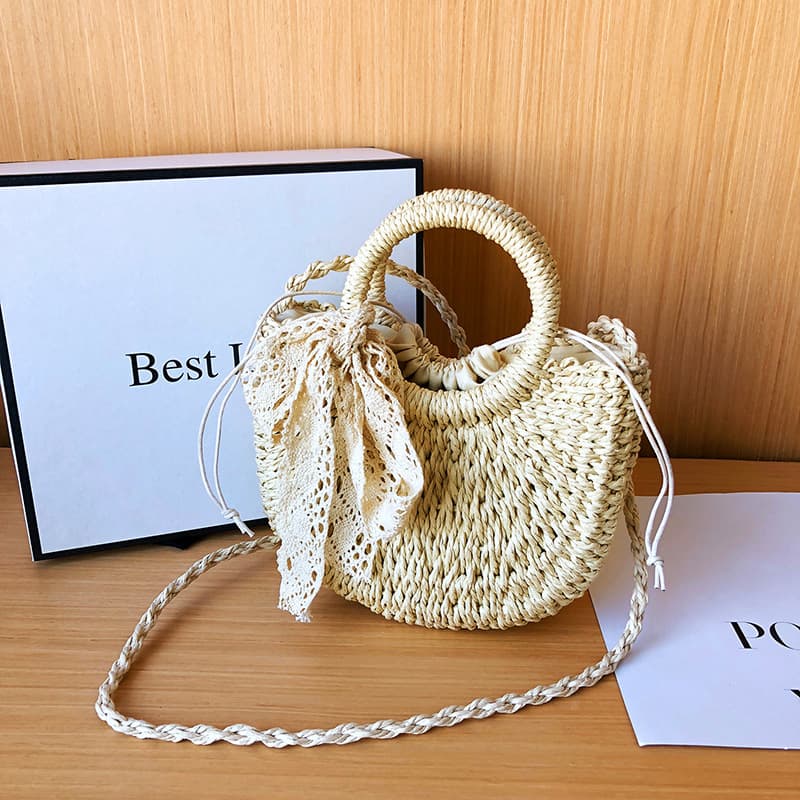 Summer Hollow Woven Bag 2025 New Vacation Beach Bag Scarf Handbag Shoulder Bag Large Capacity Crossbody Bag