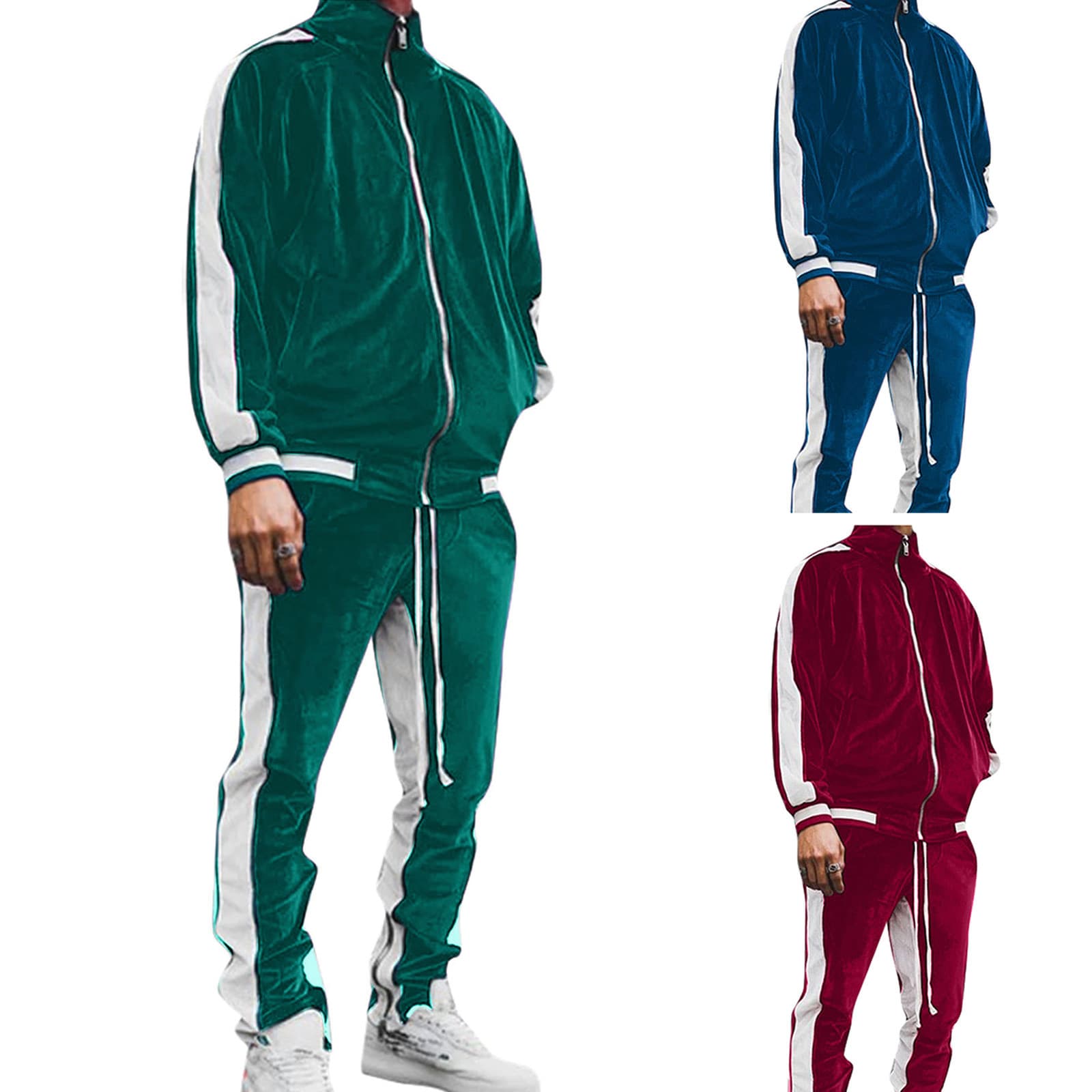 Autumn Winter Exclusive Men's Casual Wear Four Seasons Sportswear Velvet Men's Suit Jacket Pants Cross-Border Export Men's Clothing