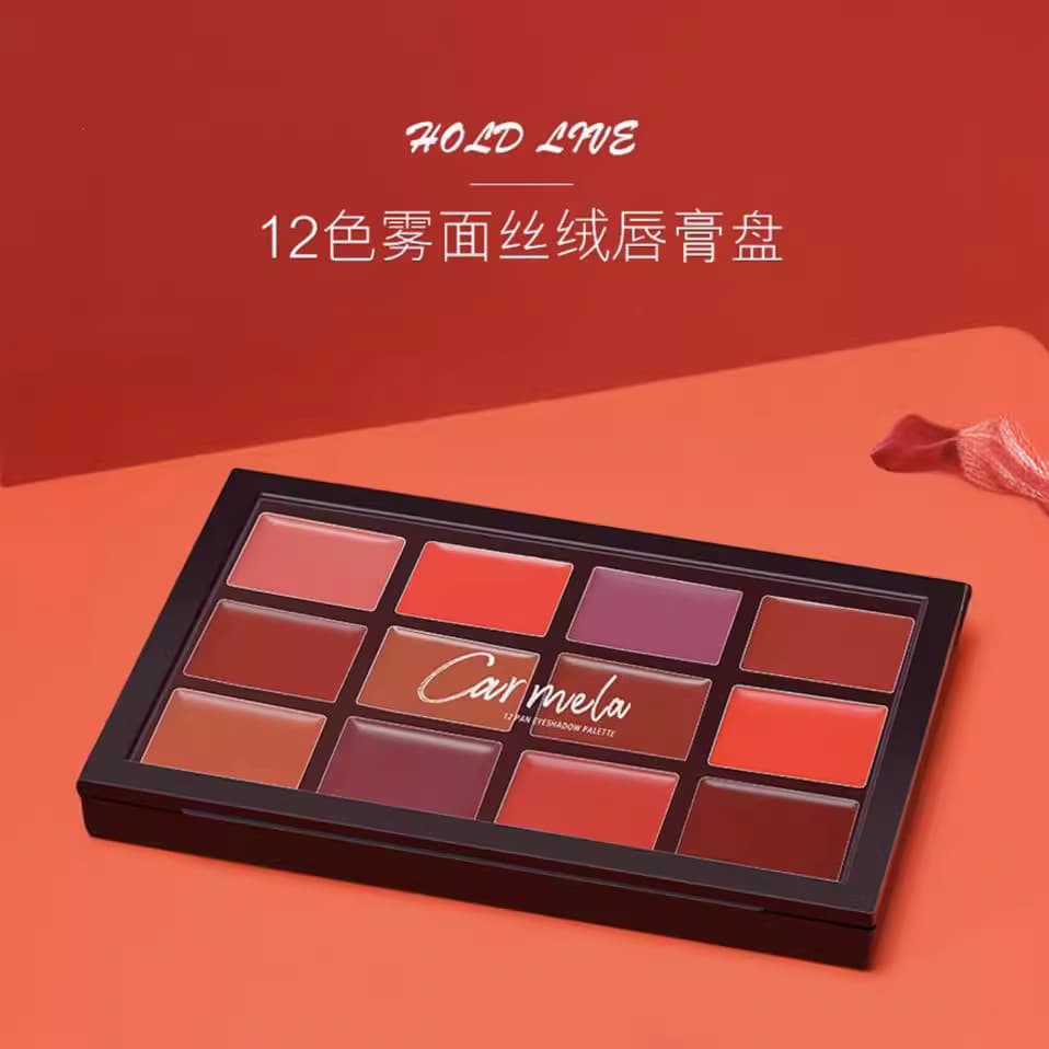 CARMELA 12-Color Matte Velvet Lipstick Palette Multi-Color Lipstick Palette Combination Set