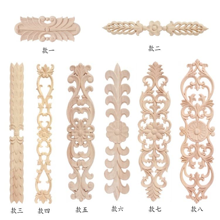 Dongyang Wood Carving European Style Applique Carved Long Floral Panel Solid Wood Furniture Decoration Accessories Wholesale Retail