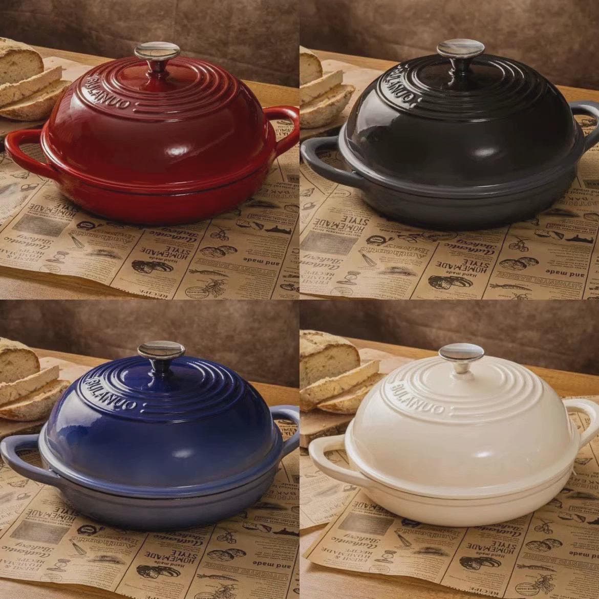 Export Cast Iron Enamel Bread Pot, Roasting Pan, Stew Pot, Braising Pot, Baking Oven Gas Universal