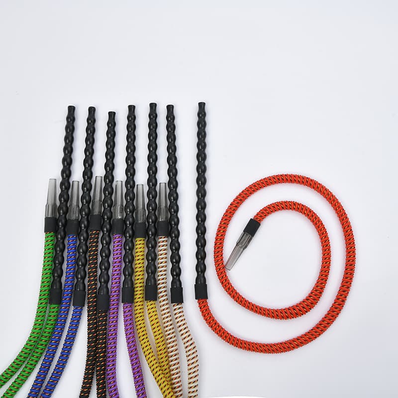 Hookah Accessories Arabic Hookah Premium Silicone Hose 1.8m Aluminum Handle Colorful Thread Hookah Pipe