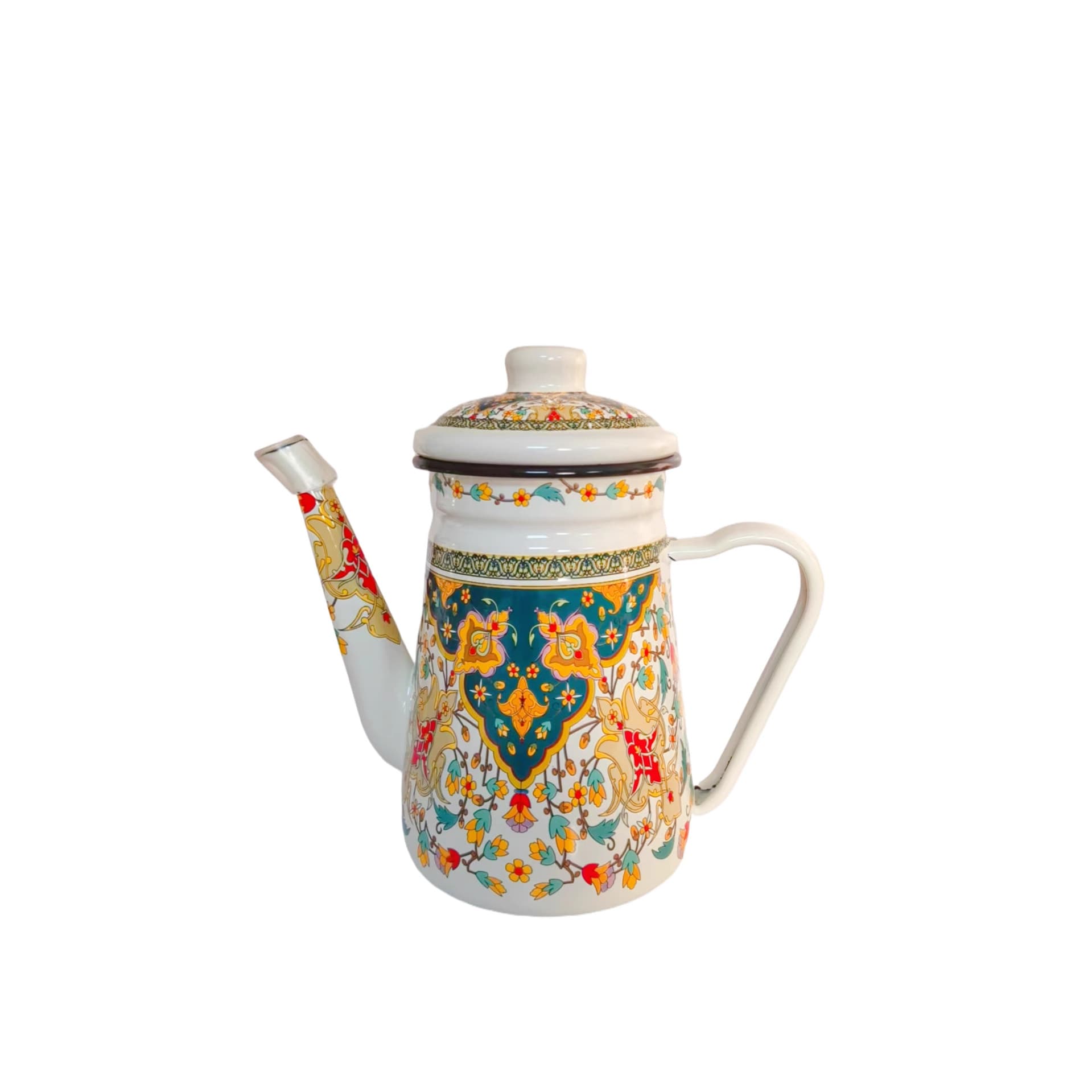 Vintage Enamel Coffee Pot Pour-Over Kettle Thin Spout Kettle Household Teapot Cold Water Kettle Oil Kettle Tea Kettle Milk Tea Kettle