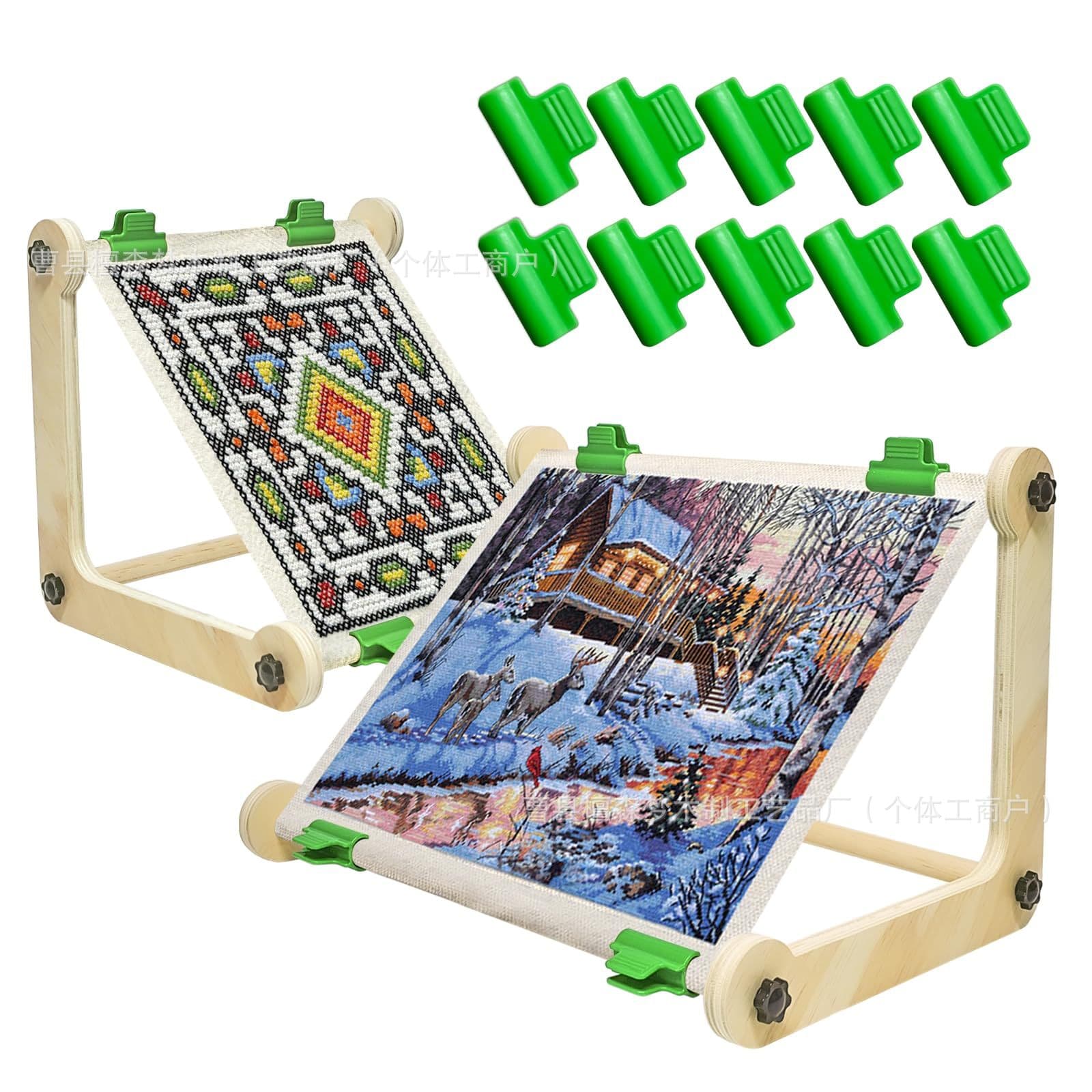 Cross-border Wooden Cross Stitch Hoop Stand Solid Wood Desktop Embroidery Frame Tapestry Needlepoint Stand DIY Knitting Machine