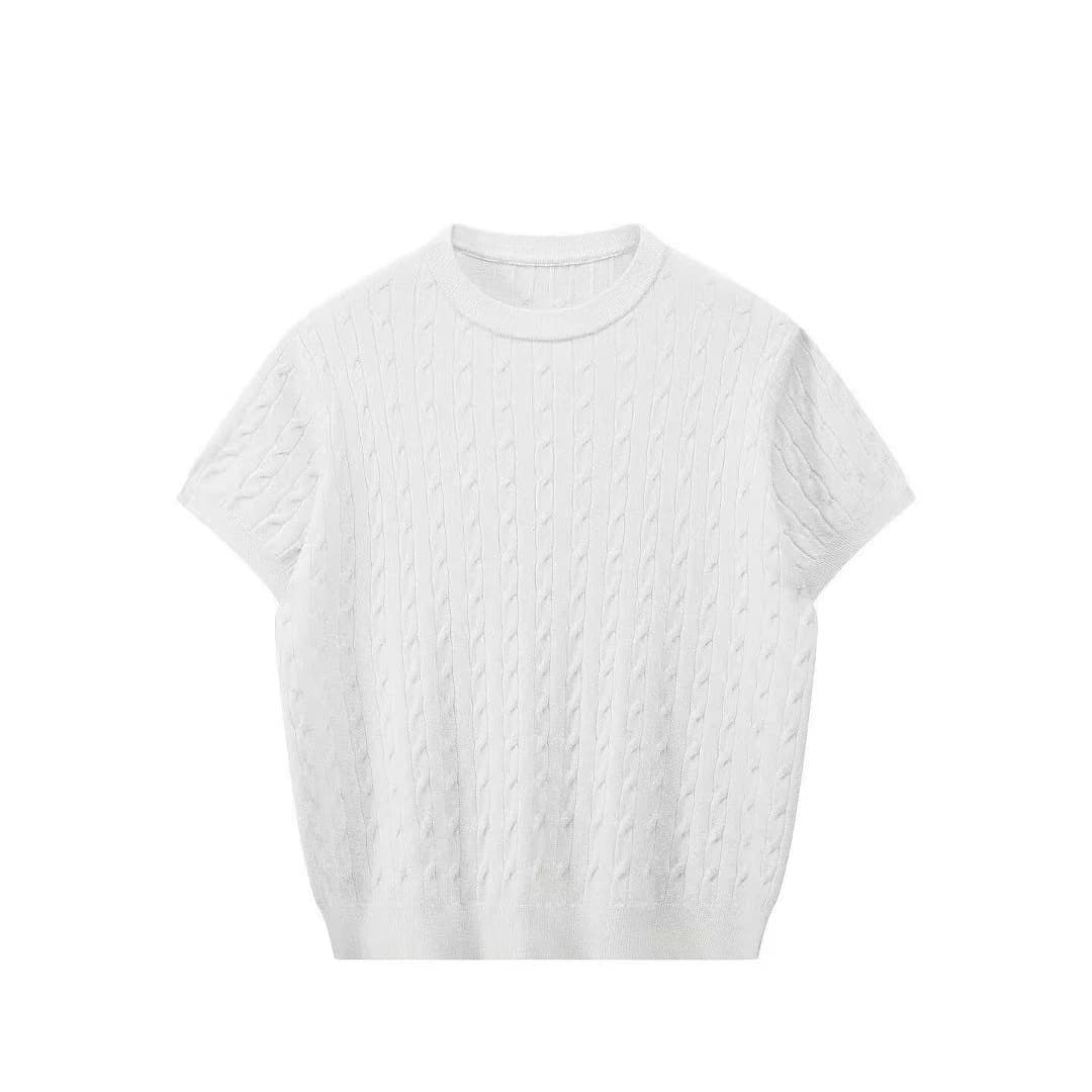 Old money style knitted short-sleeved T-shirt for men in summer 2026 new high-end round neck pullover commuter top