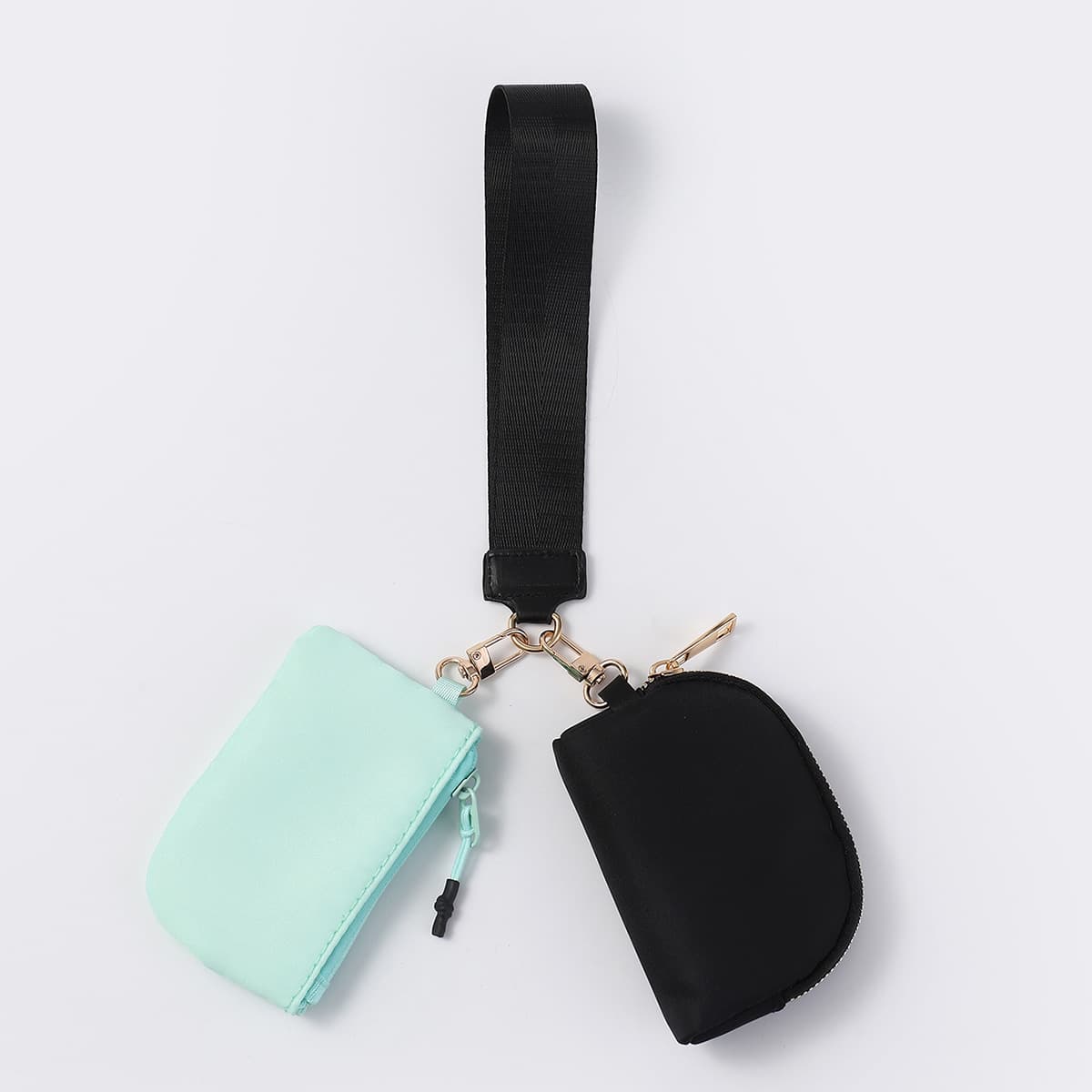 Cross-border LULU same style wristlet bag, portable mini fashion color-blocked coin purse, nylon waterproof storage key bag