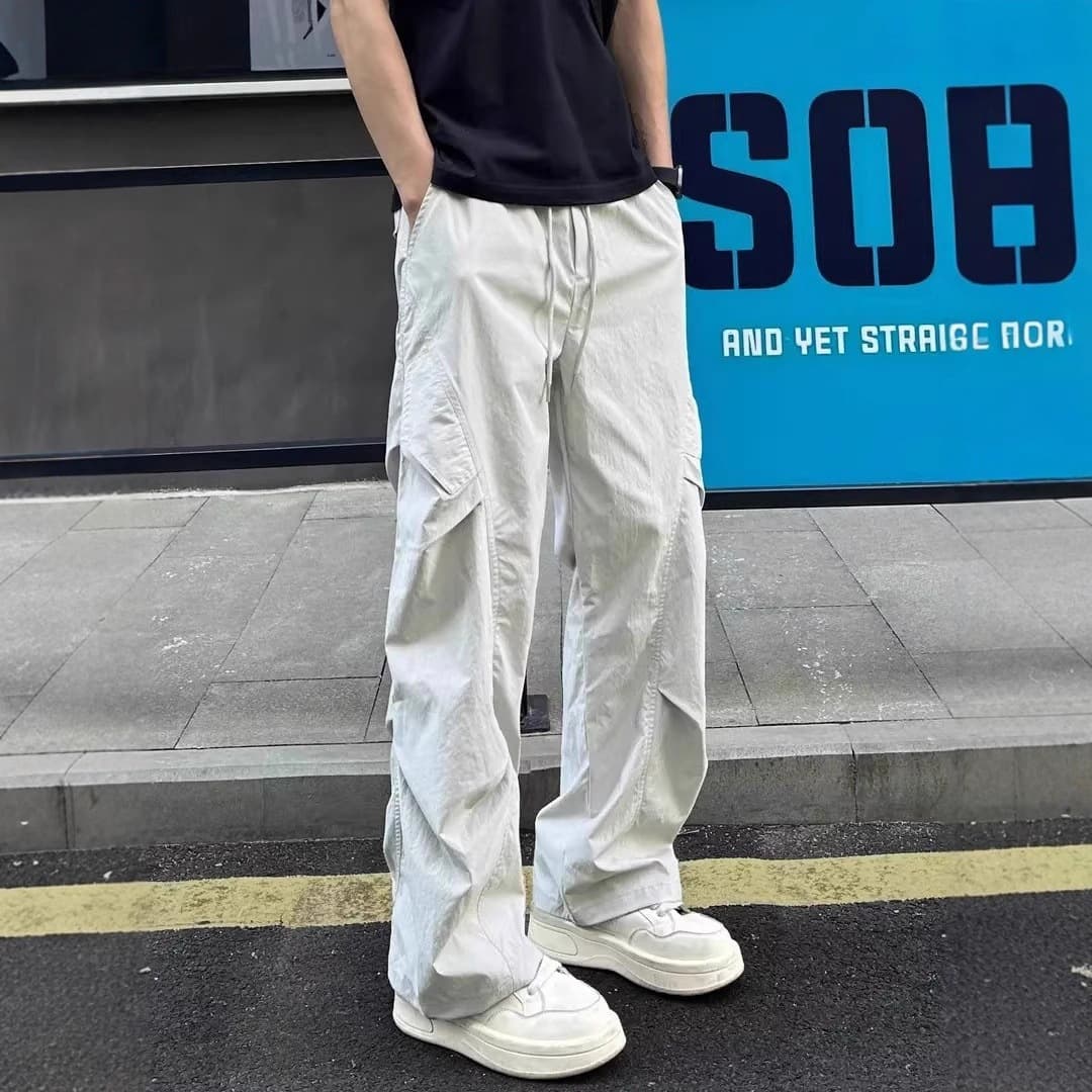 Beige chamfered quick-drying pants men's spring and autumn thin scimitar overalls sun protection paratrooper casual long pants