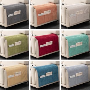 Sofa Armrest Cover Chenille Dust-Proof Cover Sofa Slipcover Side Pocket Storage Universal Armrest Throw Cover