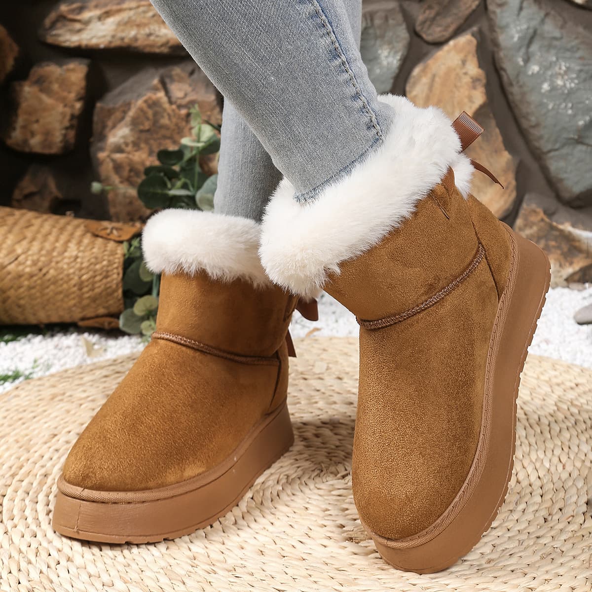 2026 New Winter Thick Sole Fleece-Lined Snow Boots for Women, Export-Quality Warm Short Boots, Cotton Shoes, Factory Direct