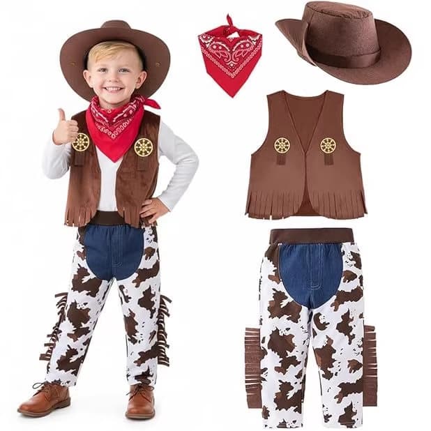 New Western Cowboy Kids Holiday Costume Set for Boys, Baby Halloween Role-Play Outfit