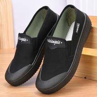 Slip-On Work Safety Shoes Unisex Wear-Resistant Anti-Odor Anti-Slip Flat Canvas Shoes Construction Site Liberation Shoes