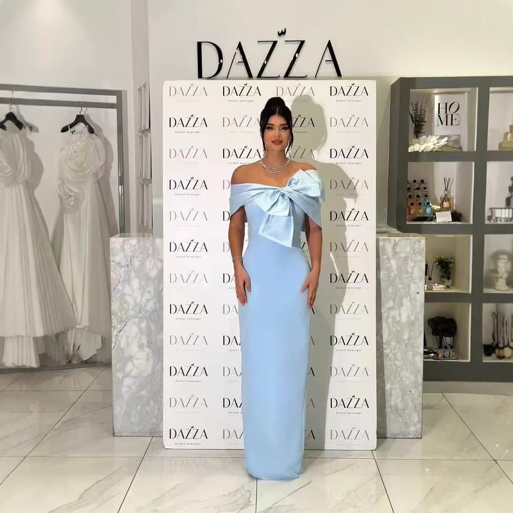 New Sexy Elegant Strapless One-Shoulder Bow Bandage Women's Dress for Evening Gown, Cross-Border European and American Style