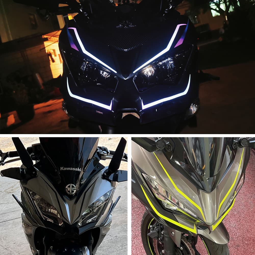 Waterproof and UV-resistant decal sticker for Kawasaki motorcycle front fairing, compatible with Ninja NINJA400 H2 H2SX, for customization and decoration