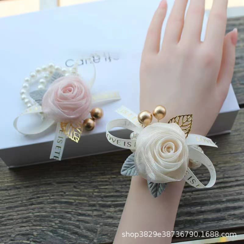 Bridesmaid Wrist Corsage, Bridal Hand Flower, High-End Wedding, Forest Style, Super Fairy, Korean Pearl Bracelet, Wedding Dress