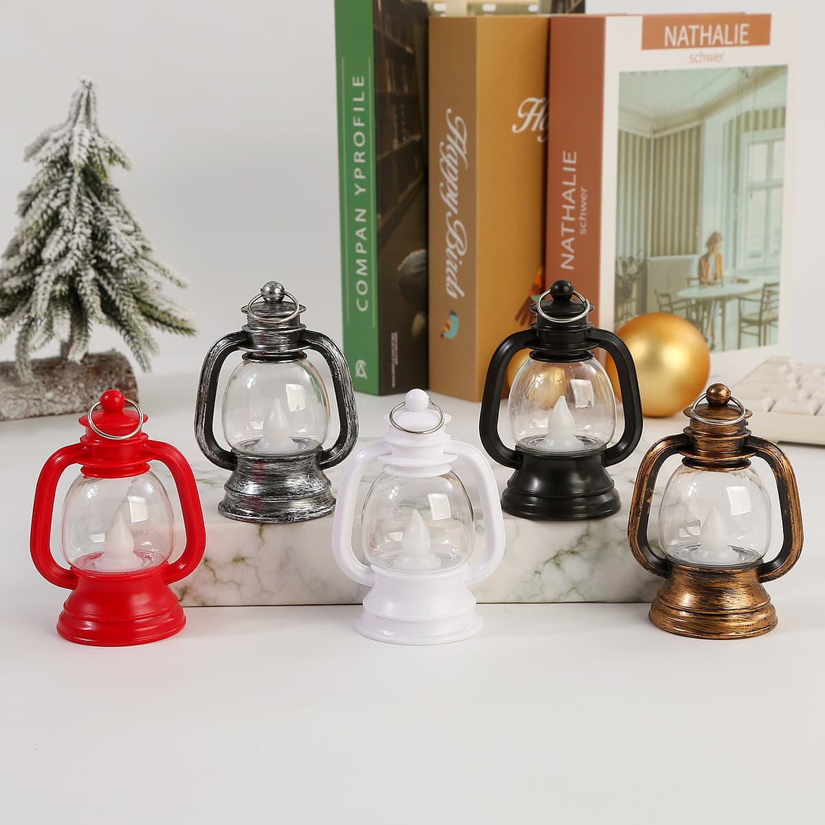 Cross-border Retro Mini Handheld Pony Lantern Candle LED Night Light, Home Decor Desktop Ornament Gift