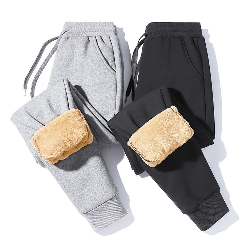 Fleece-Lined Lamb Wool Autumn/Winter Style Sweatpants Loose Cuffed Pants Sport Casual Long Pants Men's