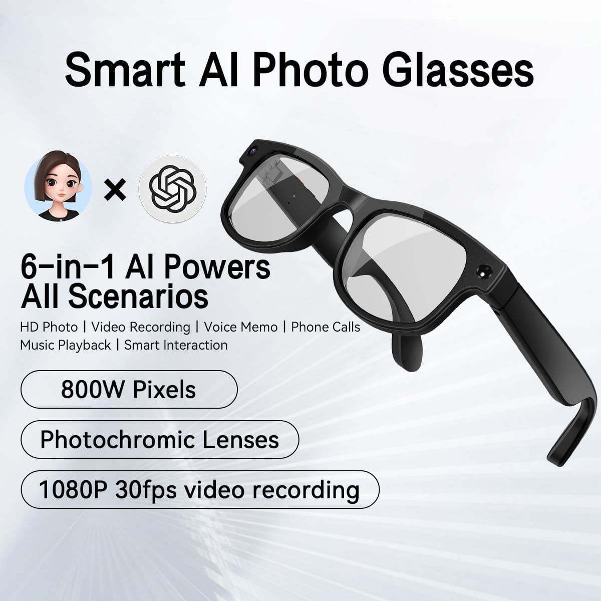 Factory Direct AIMB-G2 Smart Glasses Bluetooth Calling 8MP AI Translation Music Recording Sunglasses