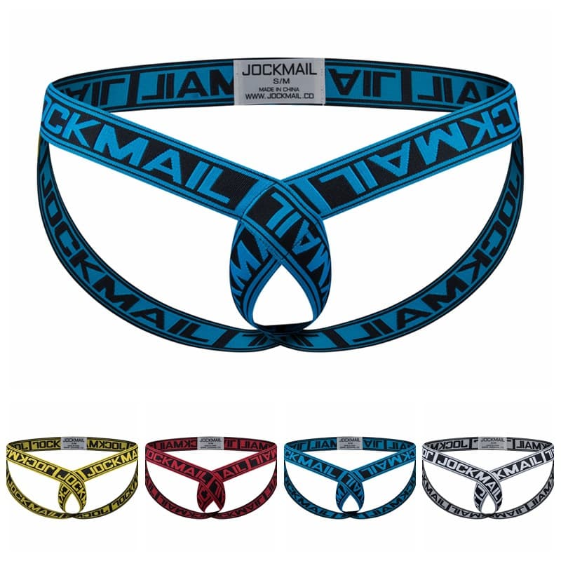 Sexy Men's Double Butt Lifting Ring Underwear Jockmail Trendy Low Waist Nylon Briefs T-String Panties for Men
