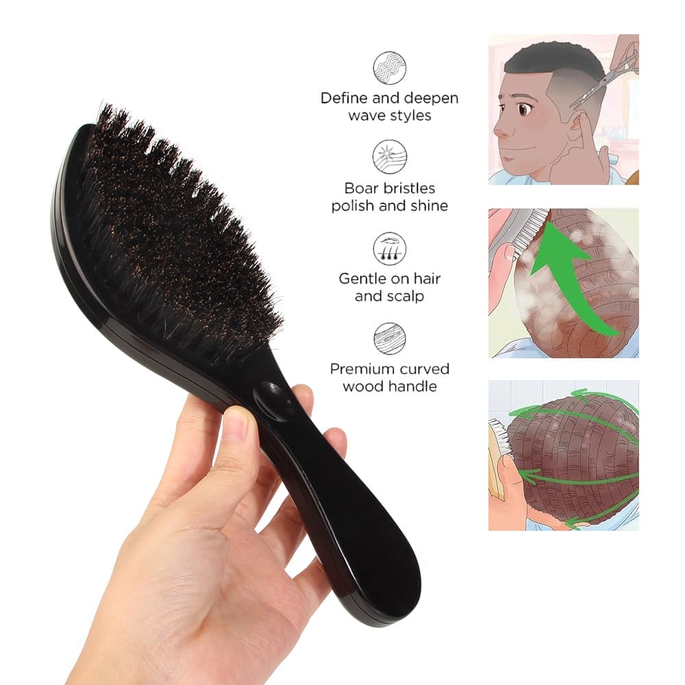 Cross-border Curly Hair Cleaning Brush, Oily Hair Styling Brush for Men, Beard Care Boar Bristle Mustache Brush