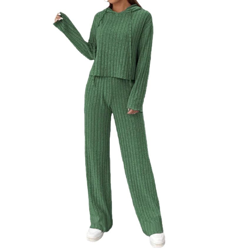 Fall/Winter 2026 Casual Knit Long Sleeve Set Women's Export Hoodie Loose Pants Two-Piece Old Money Style