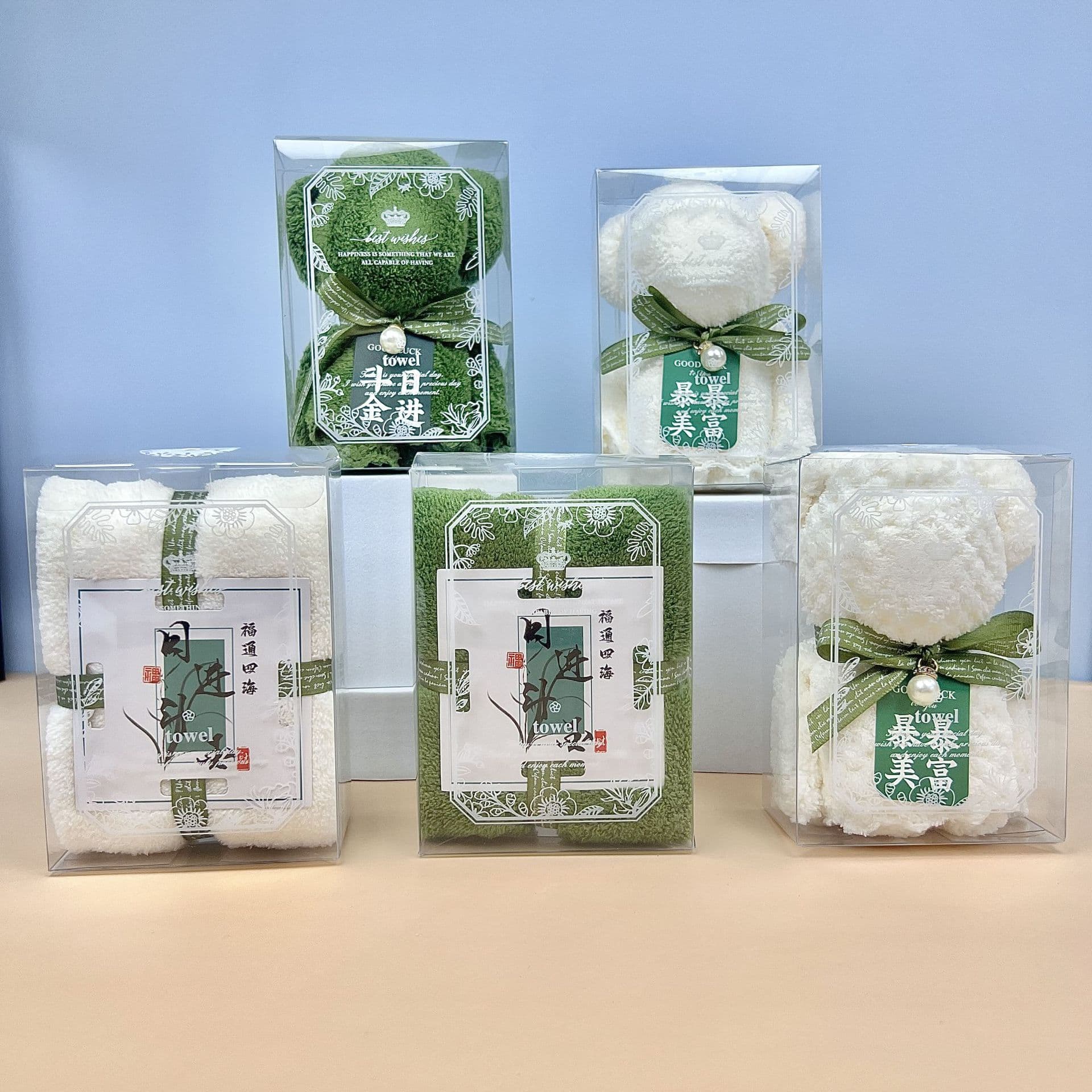 Souvenir Towel Bear-Shaped Block Gift Box, Birthday Gift, Company Opening, Wedding Favor Creative Small Gift