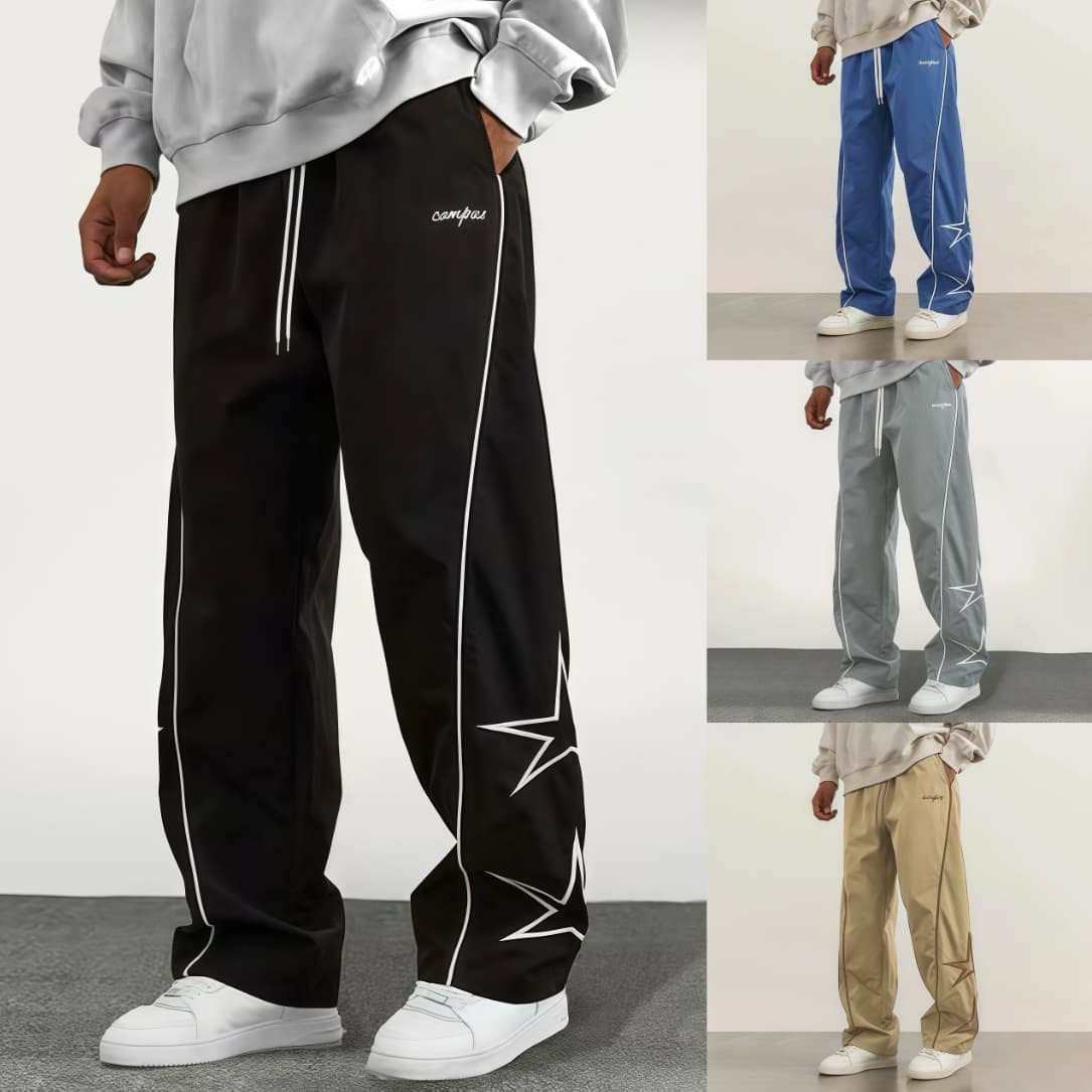 Cross-border American-European Size Jogger Pants Long Pants for Export Amazon Exclusive Striped Five-Star Sports Casual Straight-leg Pants