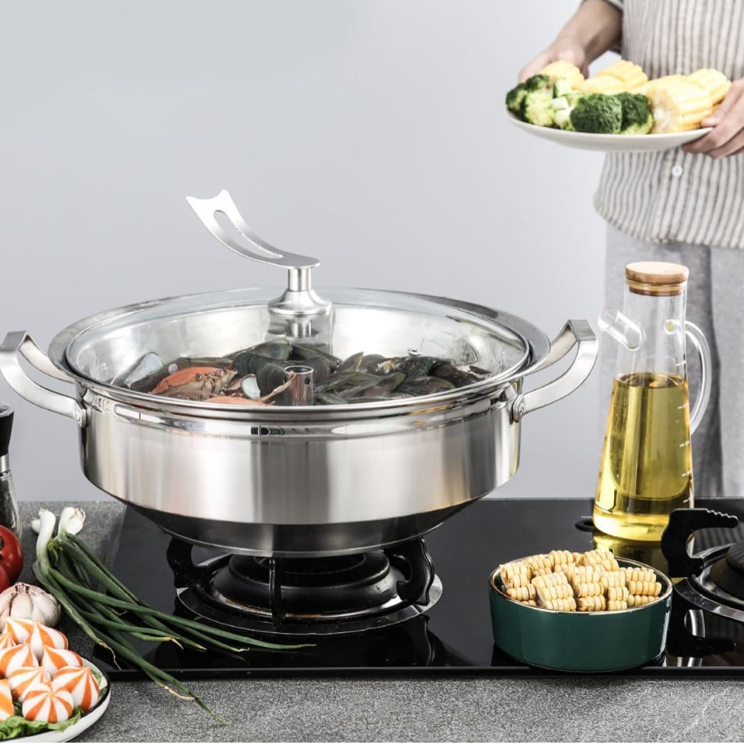 Seafood Steamer Pot Household Stainless Steel Large Steamer Pot Sauna Chicken Porridge Base Steamer Hot Pot Commercial Multifunctional Seafood Pot