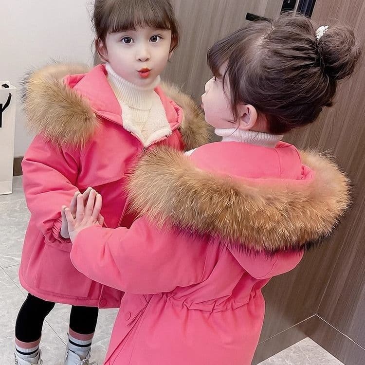 Girl's Thickened Parka 2025 New Winter Cotton Coat, Girls' Outerwear with Fleece Lining, Fashionable Autumn and Winter Style
