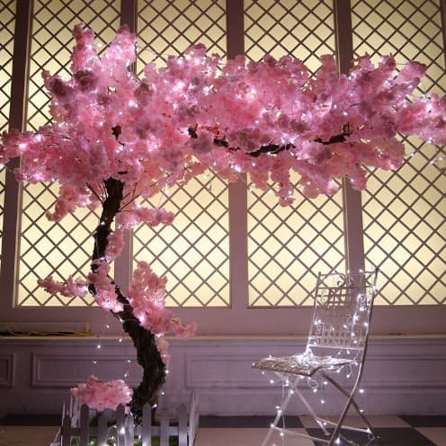 Artificial Cherry Blossom Tree, Peach Blossom Tree, Large Fake Tree, Japanese-Style Indoor and Outdoor Decoration, Landscaping, Hotel Window Display Piece