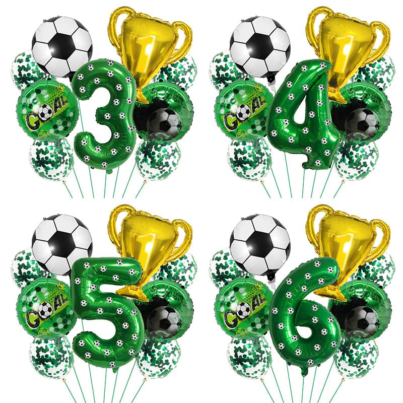 Soccer Trophy Aluminum Foil Balloon Set Baby Soccer Theme Birthday Party Table Decoration Balloon Set