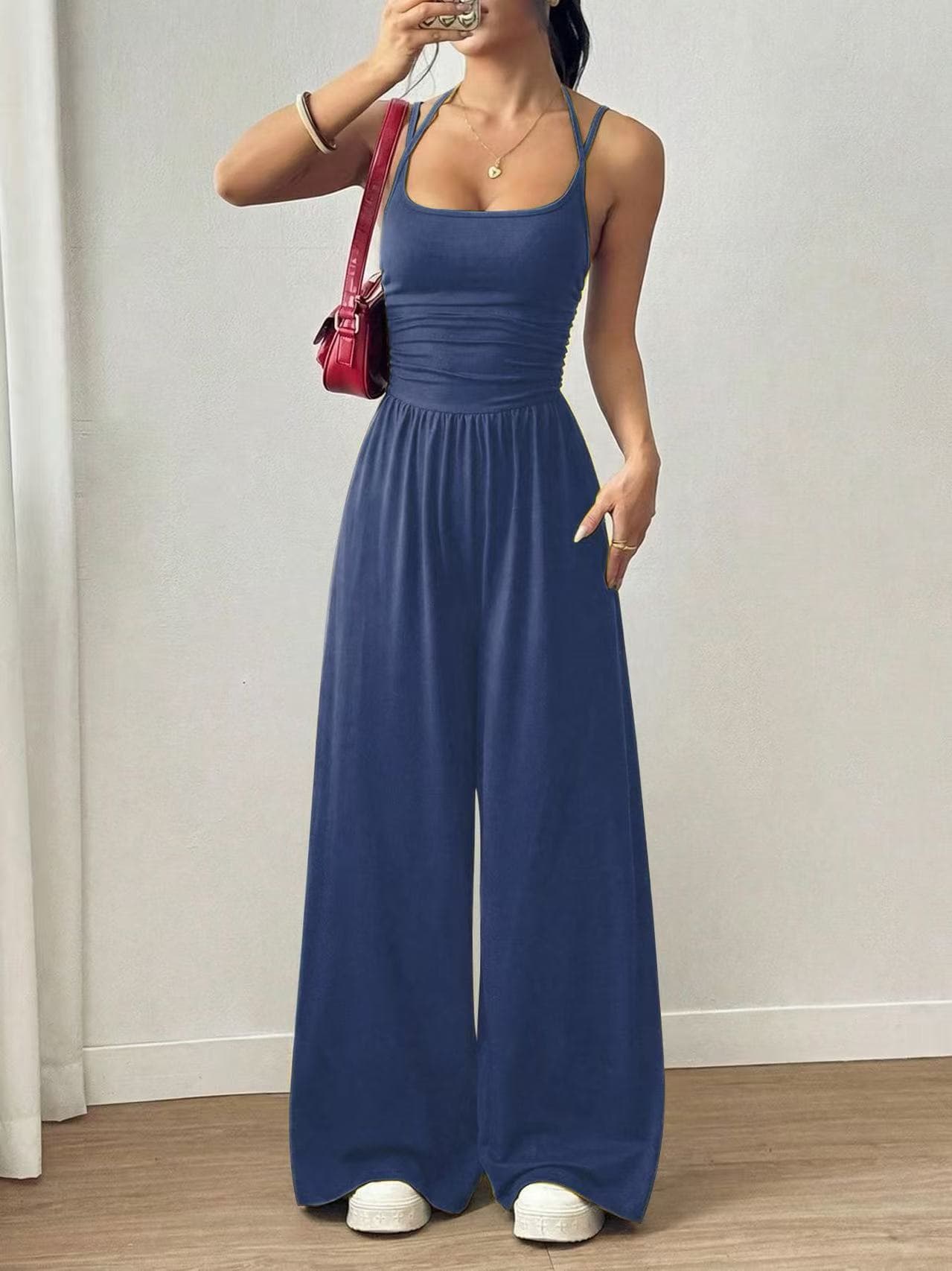 Amazon 2026 Summer European and American New Cross-Border Women's Casual Strapless Jumpsuit with Loose Wide Legs