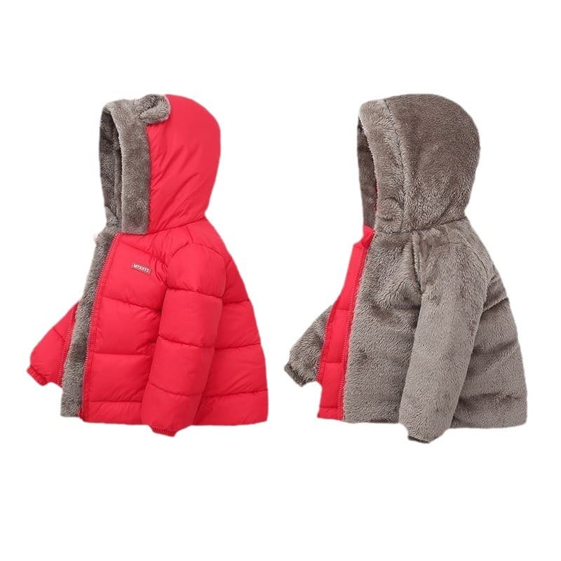 Children's Lamb Fleece Thickened Cotton Coat, Baby Girl Thickened Hooded Cotton Jacket, Toddler Winter New Cotton Padded Coat for Boys and Girls