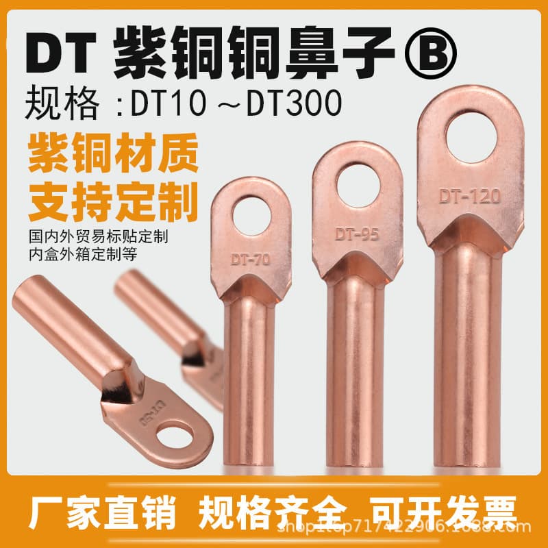 DT copper lug terminal wire copper wire lug oil plug copper connector tin-plated bare copper Class B