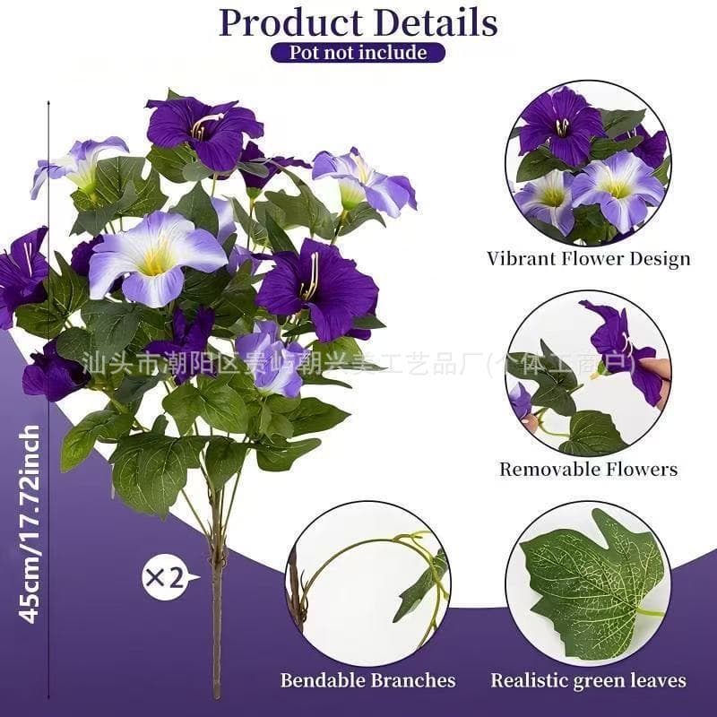 Cross-border hot-selling simulated flower 7-pronged 12-pronged simulation large morning glory vine trumpet flower fake flower hanging artificial silk flower home