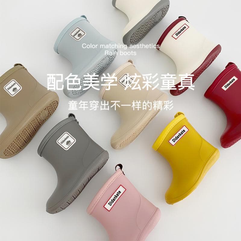 Didankate Children's Rain Boots, Waterproof Rubber Shoes for Boys and Girls, Simple Mid-Calf Boots
