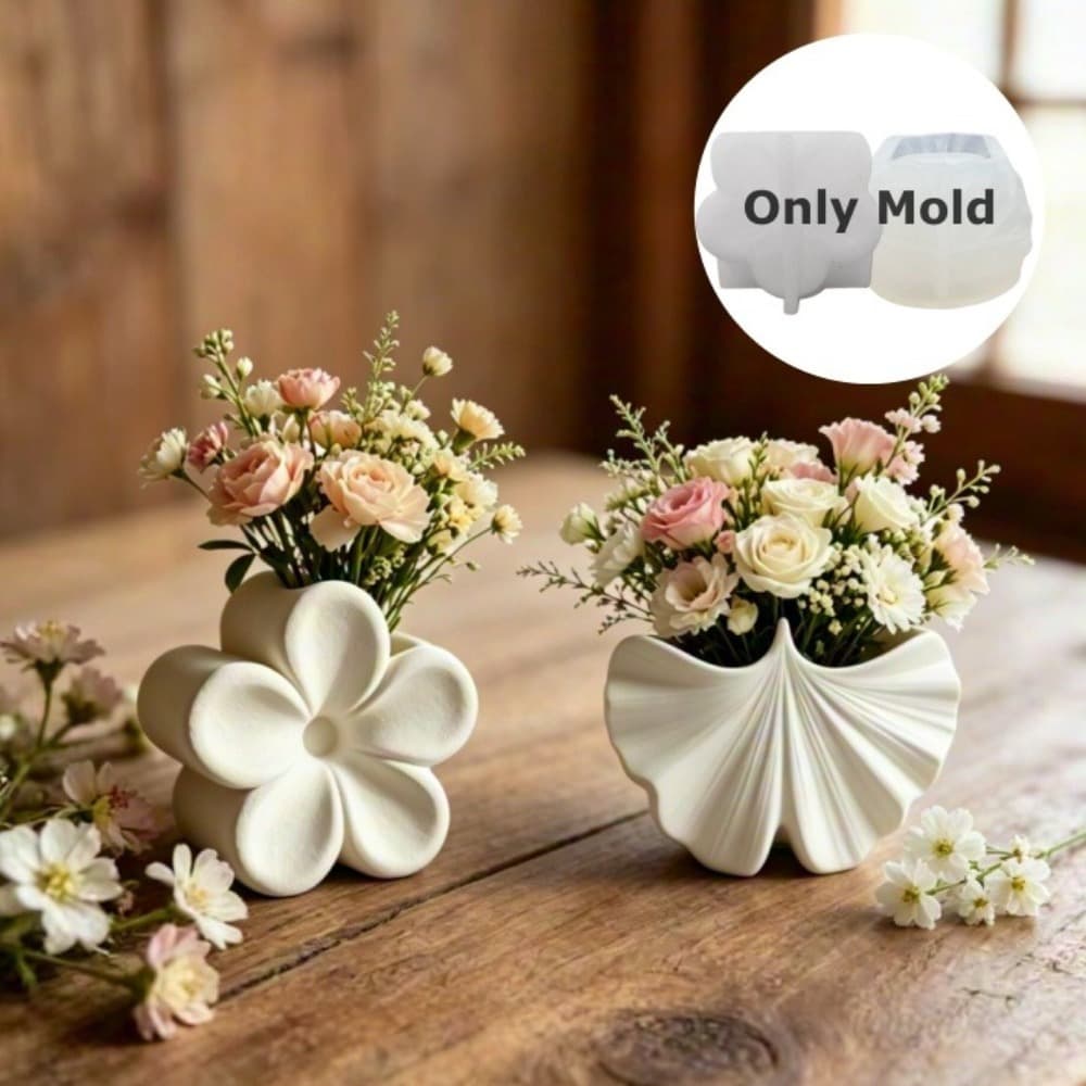 Five-petal flower ginkgo leaf storage jar silicone mold resin gypsum DIY flower pot aromatherapy candlestick pouring mold