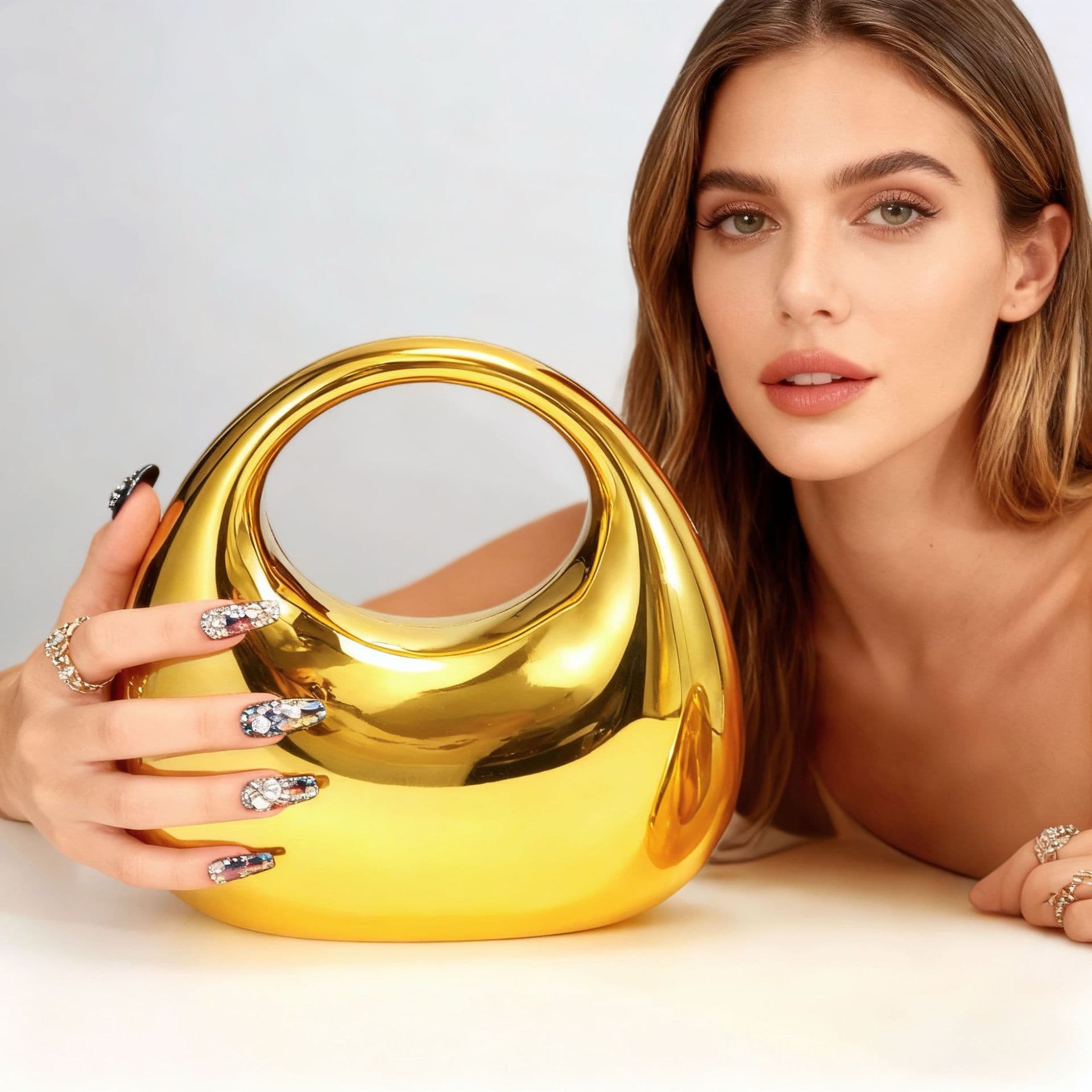 Acrylic Dinner Bag Dumpling Shape Single Shoulder Crossbody Handbag Fashionable High-End Sensation Chain Strap Versatile Bag